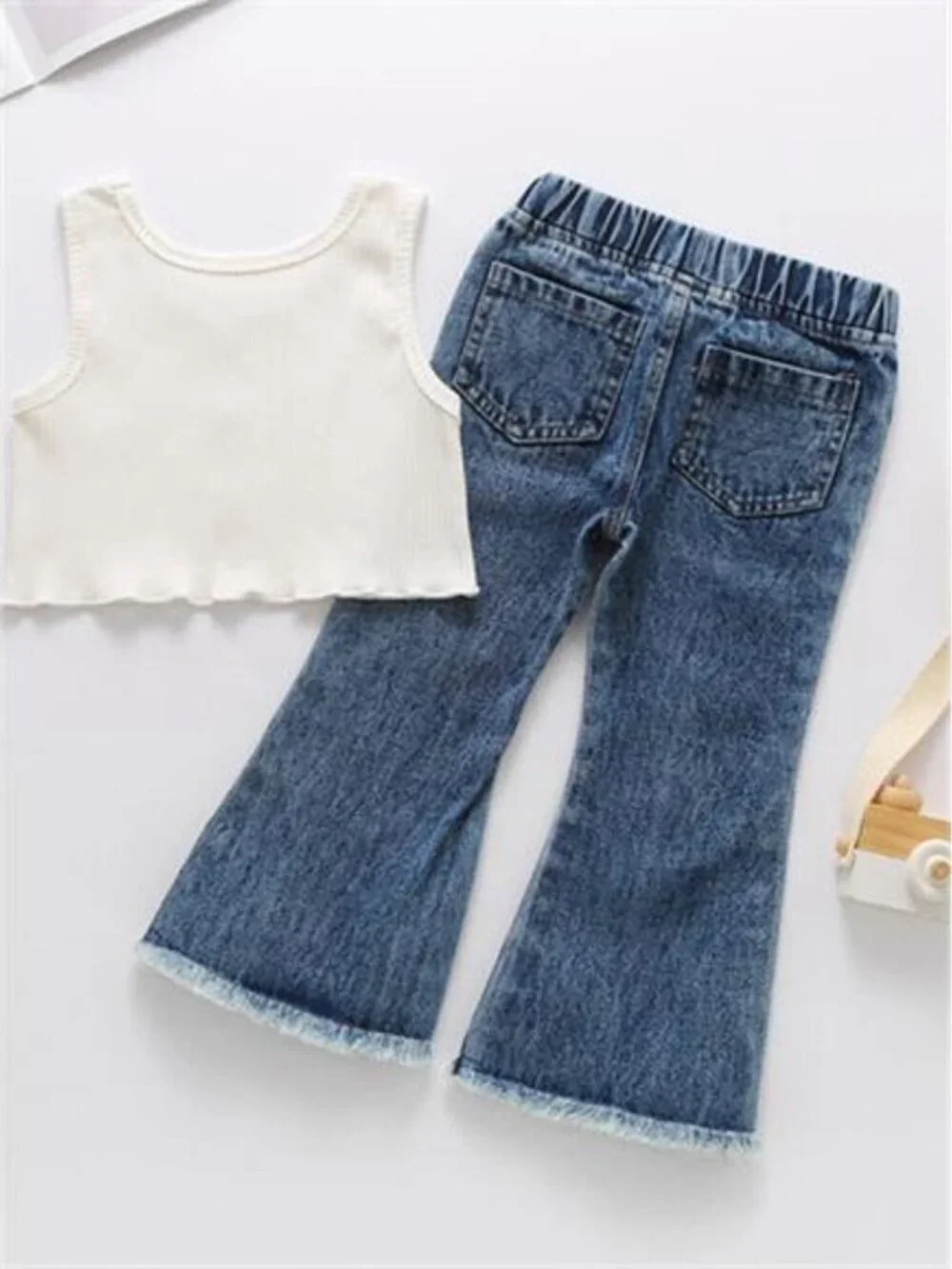 Children's Ribbed Tank Top and Flare Jeans Set